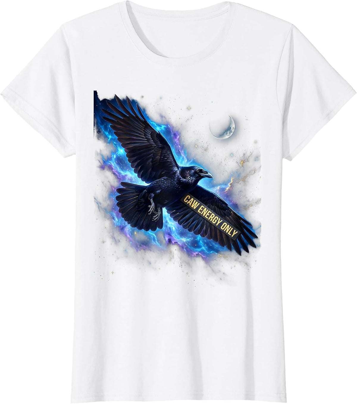 Women's Caw Energy Only Crow Lover Graphic Design T-Shirt - White