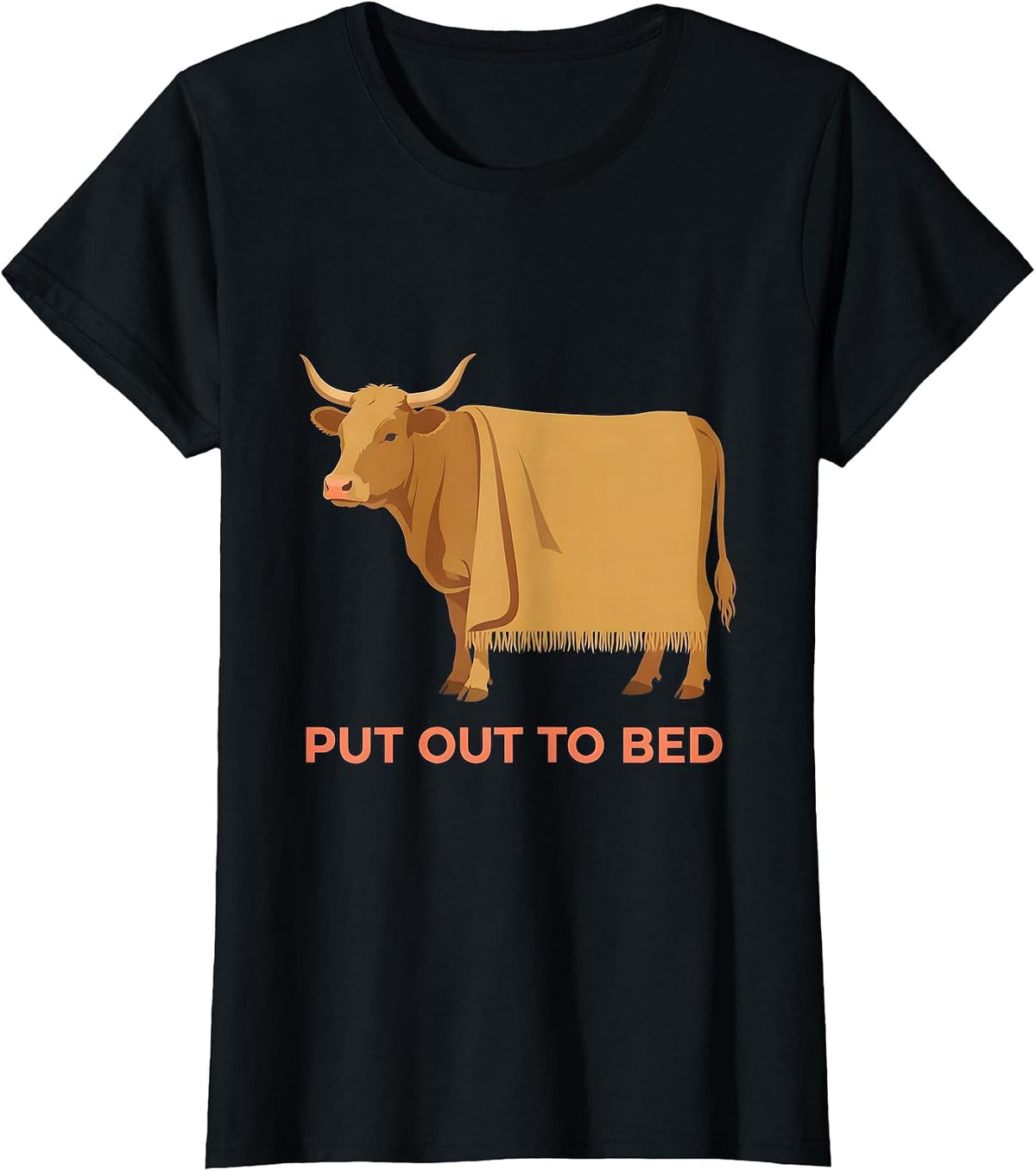 Women's Put Out To Bed Highland Cow Sleepshirt Pajama Humor T-Shirt - Black