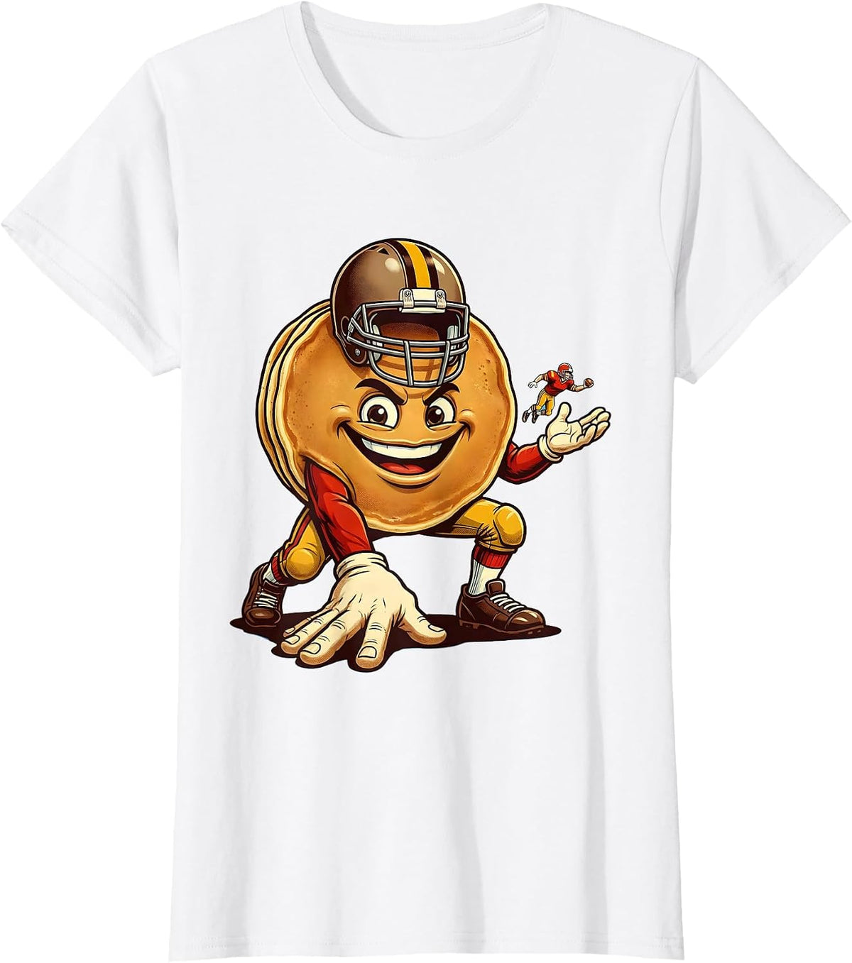 Women's Original Pancake Lineman Retro Football Fan Humor T-Shirt - White