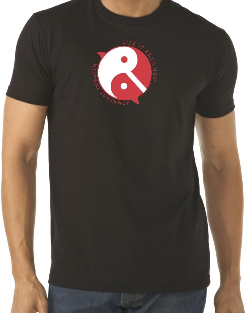 LIFE IS BALANCE Neutral Buoyancy Men's Short Sleeve Scuba Diving T-Shirt - Black