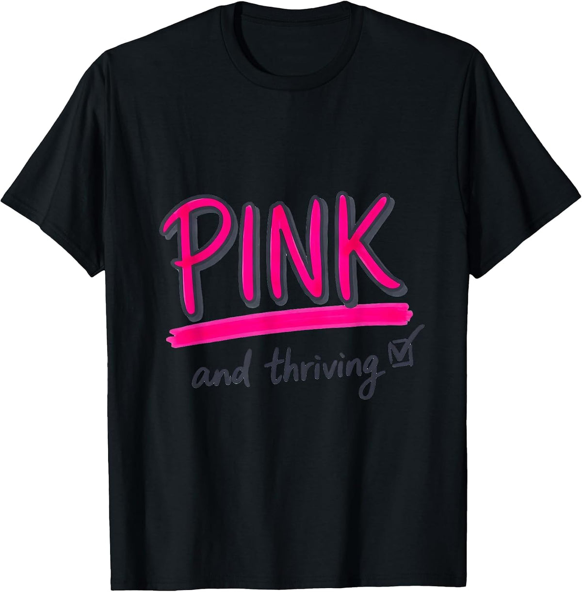 Men's Pink and Thriving Flamingo Graphic Design T-Shirt - Black