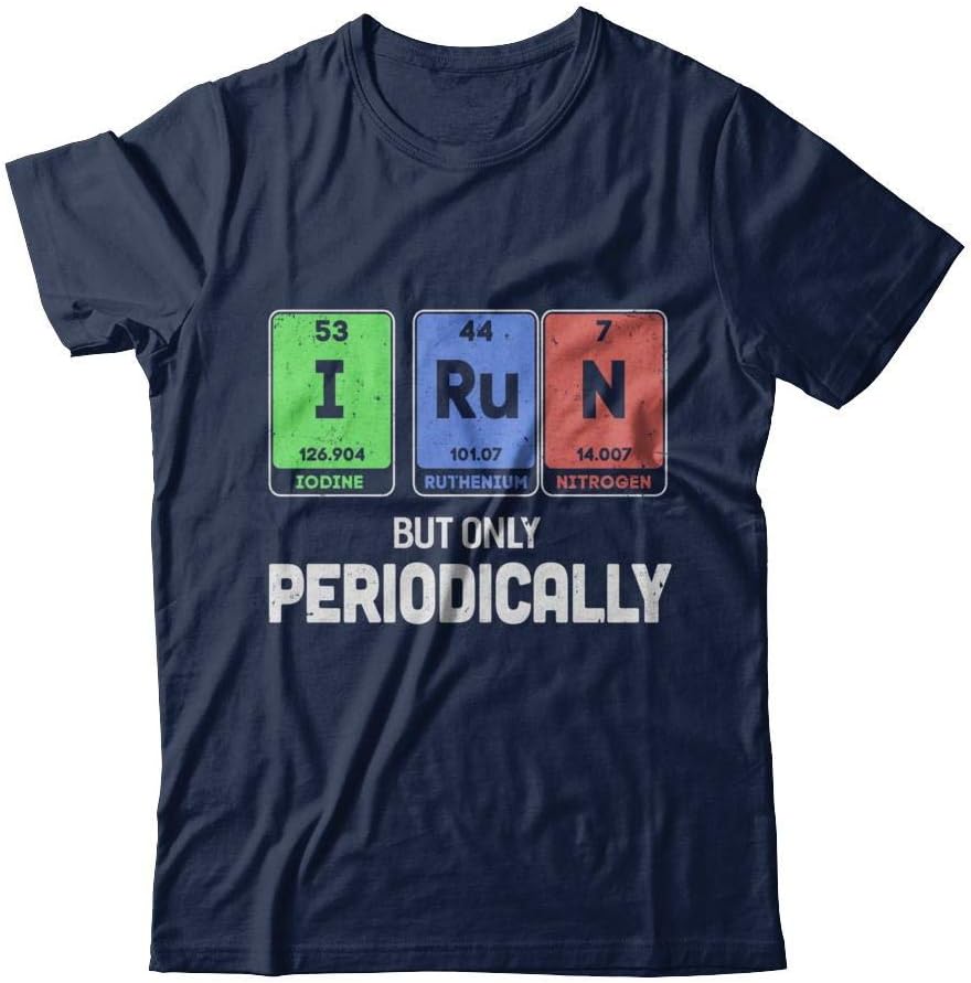 I Run But Only Periodically Periodic Table Chemistry Teacher Shirt Short Sleeve Tee - Navy
