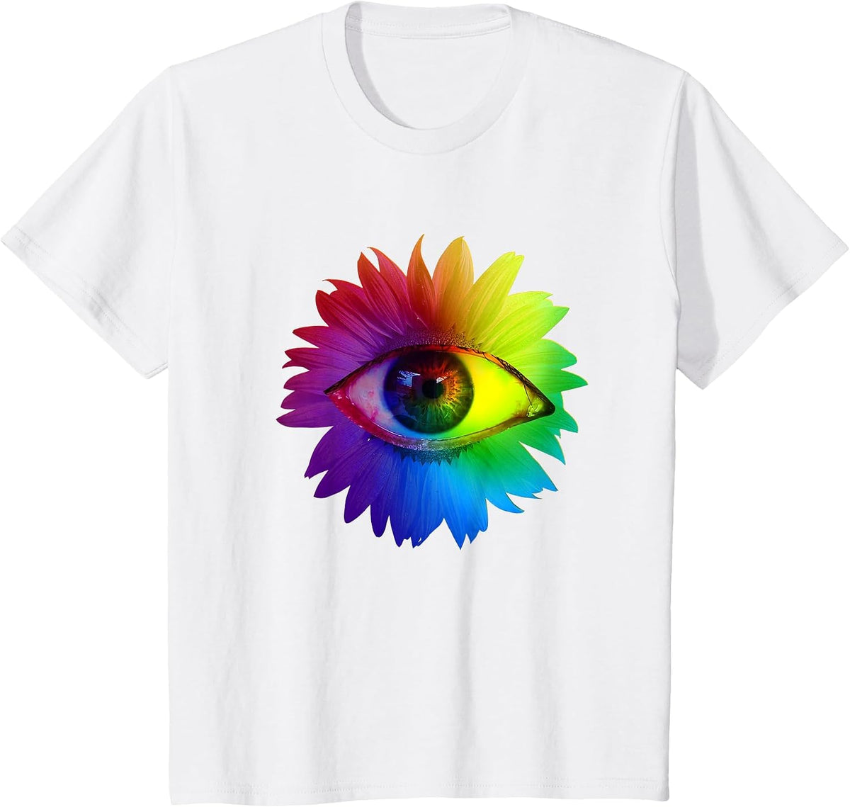 Kidcore Dreamcore Weirdcore Clothes Aesthetic Eye Flower T-Shirt - White