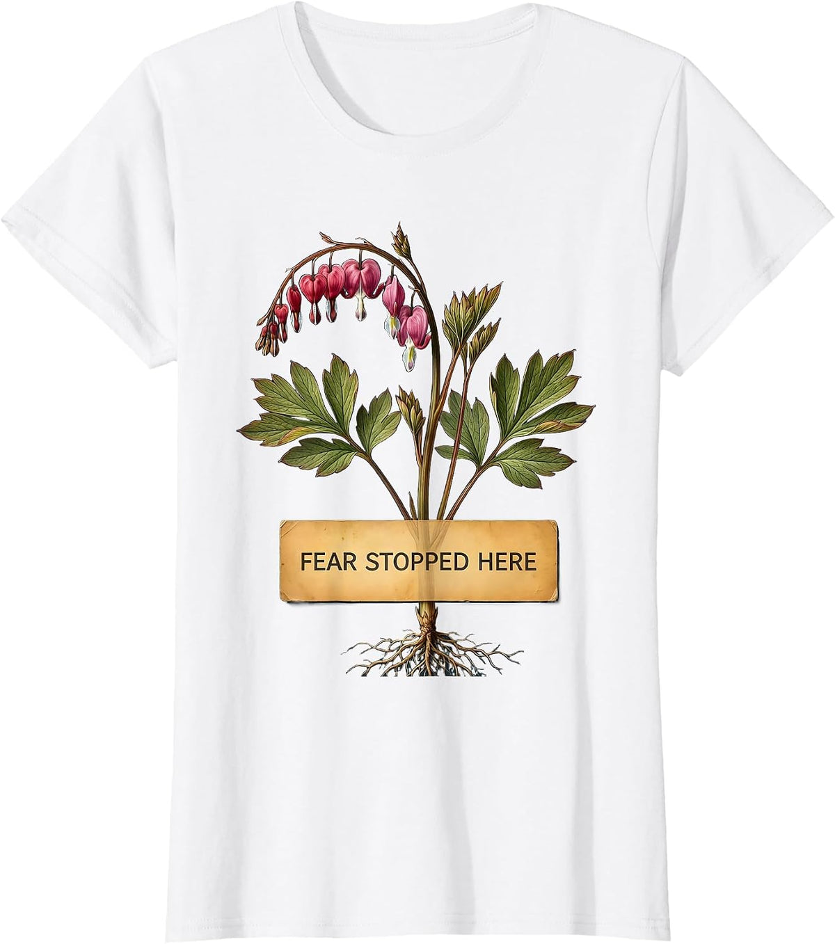 Women's Fear Stopped Here Faith Over Fear Graphic Design T-Shirt - White