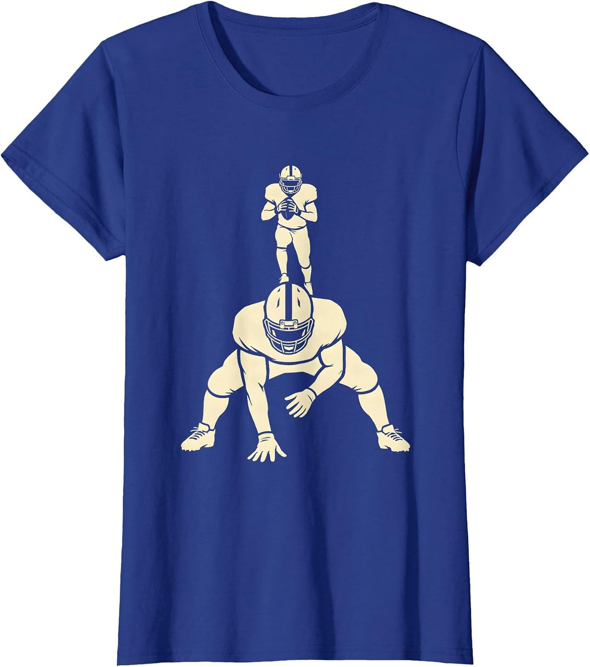 Women's Lineman Silhouette Football Fan Humor T-Shirt - Royal Blue
