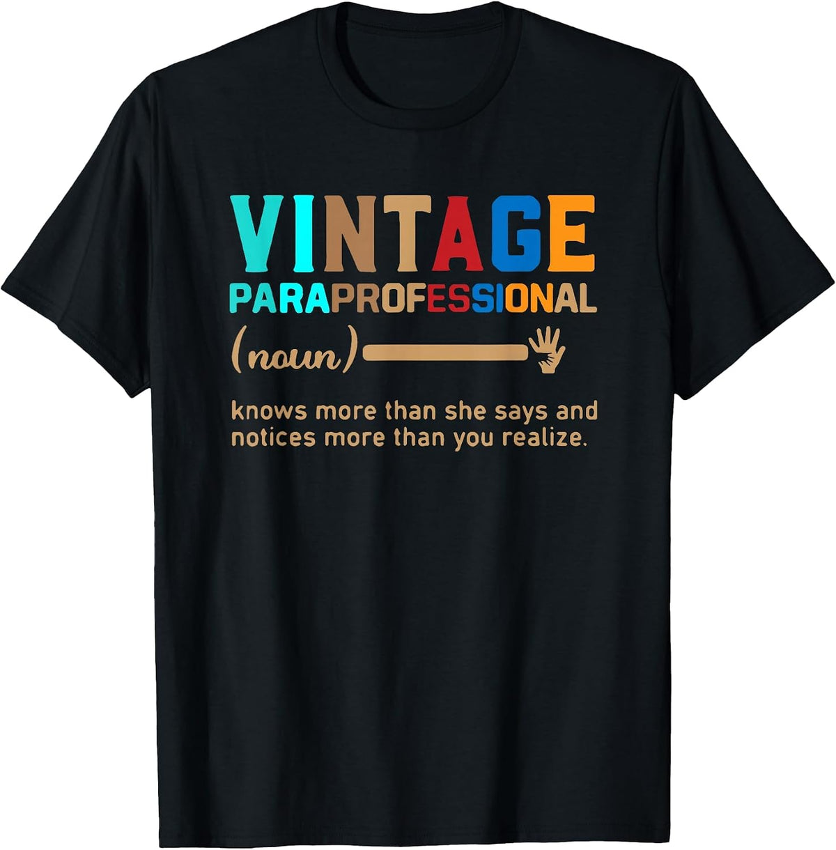 Vintage Paraprofessional Teacher T-Shirt - Black