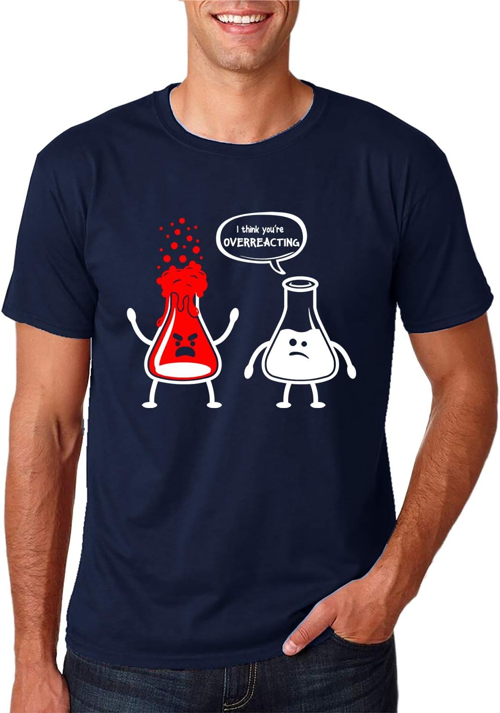 I Think You're Overreacting - Funny Nerd Chemistry Humor, Funny Science Teacher - Men's Tshirt - Navy Blue