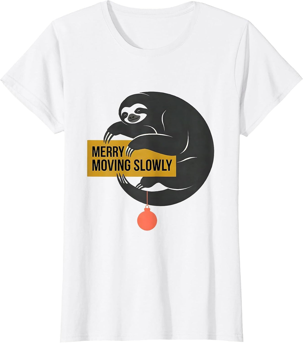 Merry Moving Slowly Midcentury Modern Sloth Lover Funny T-Shirt - White