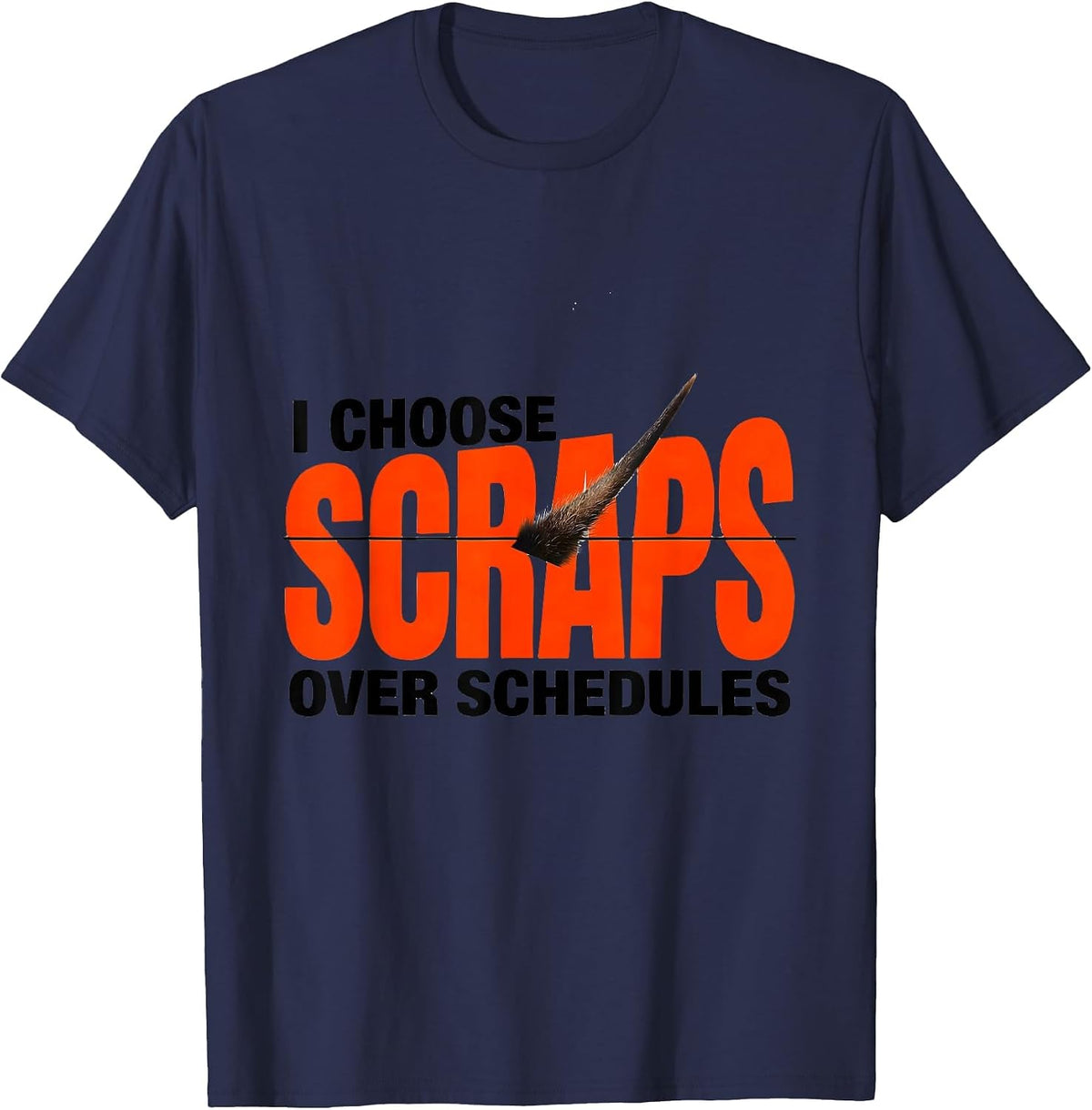 Men's I Choose Scraps Over Schedules Funny Raccoon Opossum Animal T-Shirt - Navy Blue