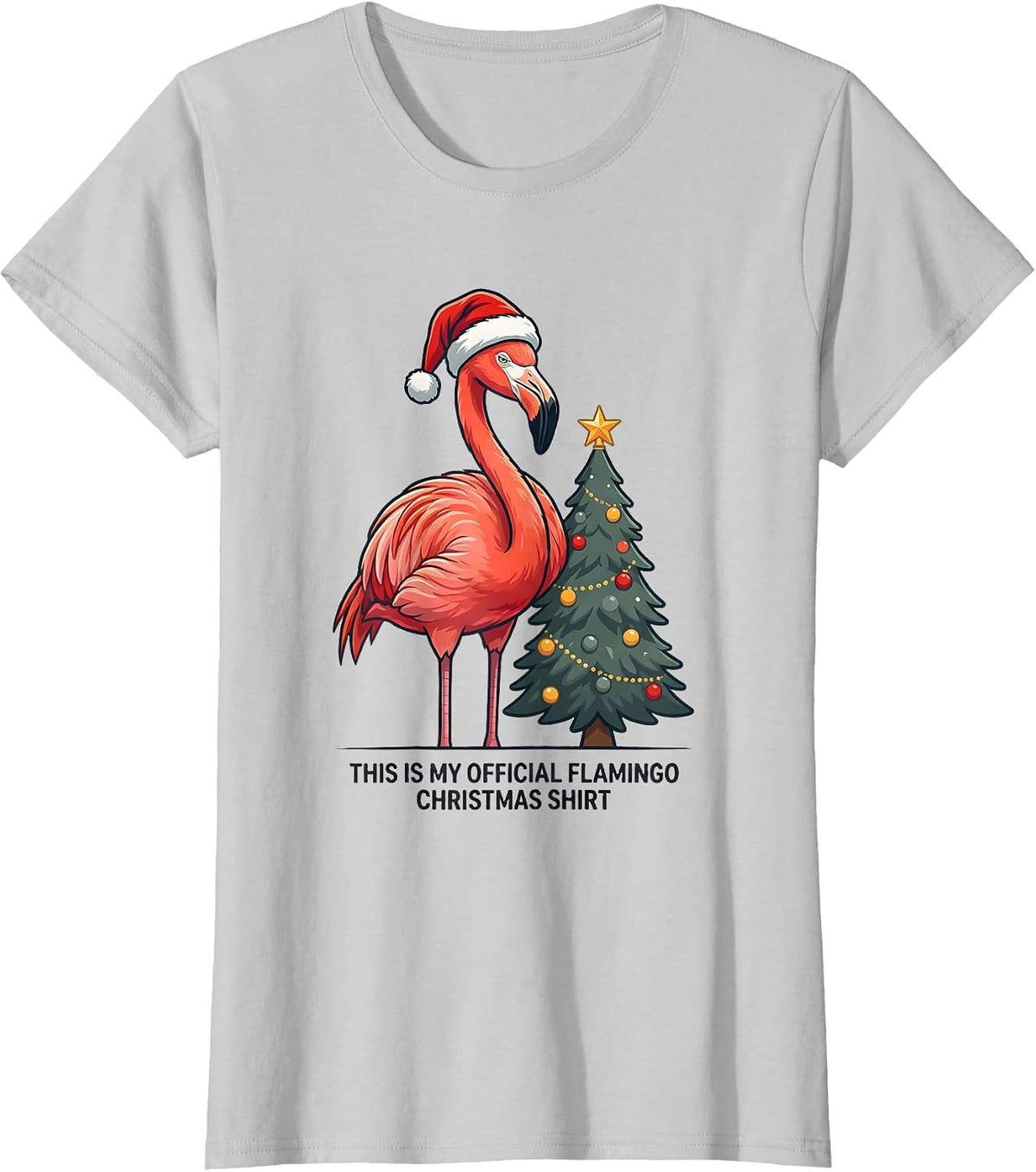 This Is My Official Flamingo Christmas Shirt Funny T-Shirt - Silver Grey