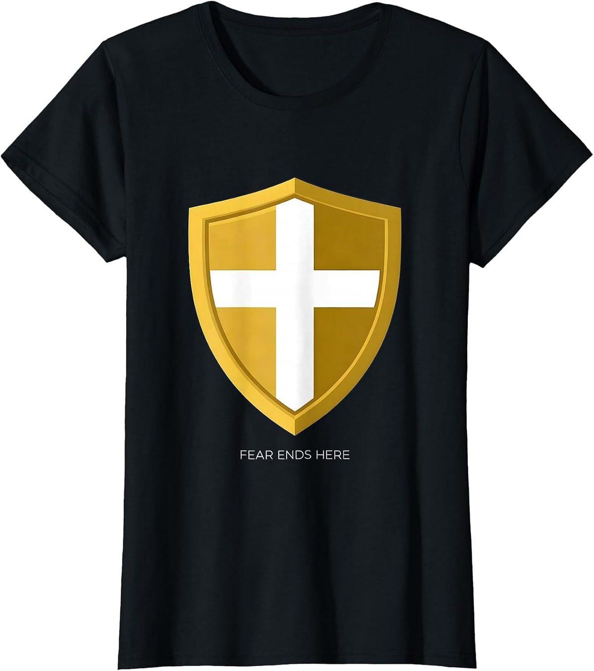 Faith Over Fear Ends Here Bold Graphic Design T-Shirt - Black