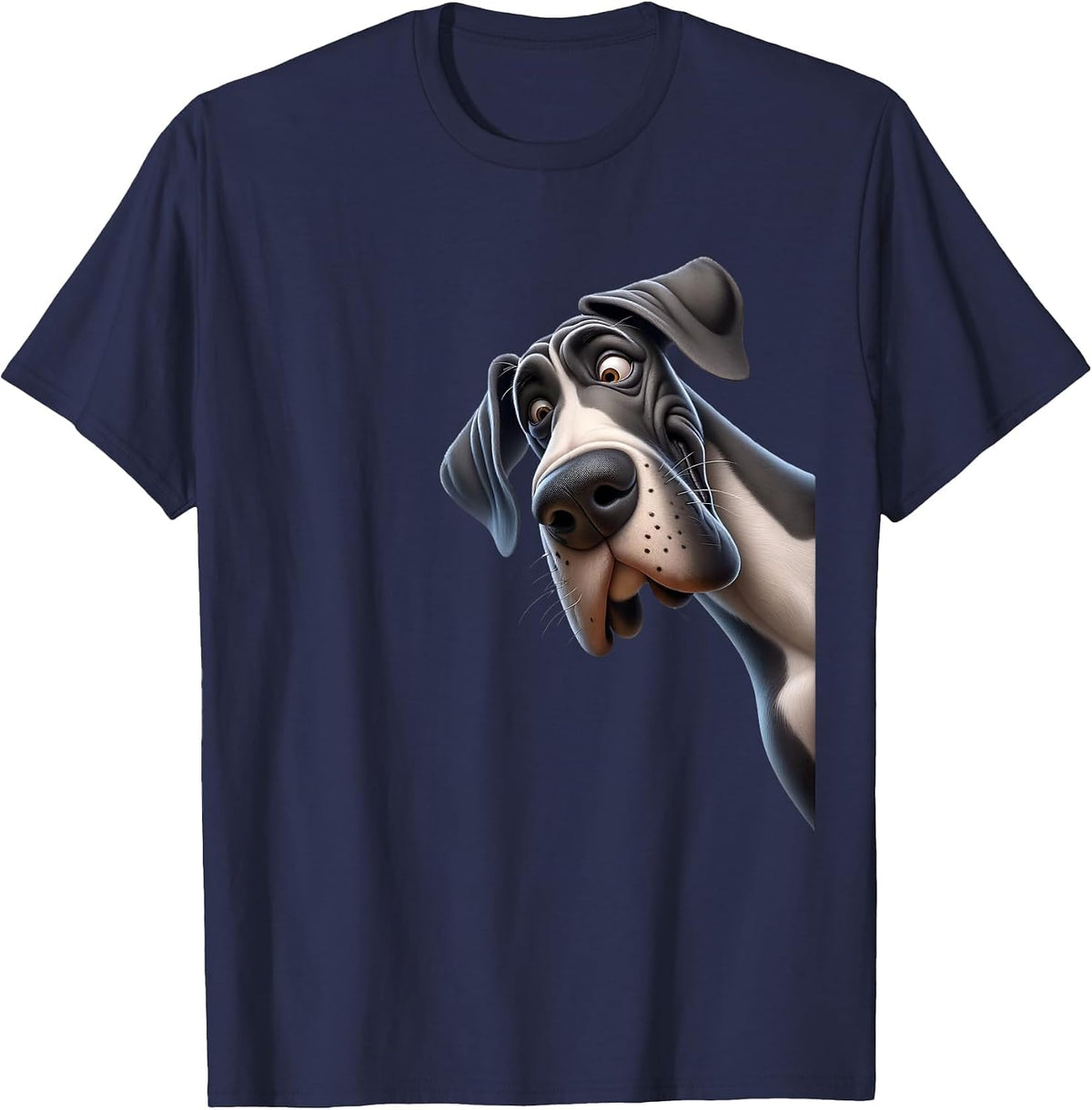 Goofy Giant Adorable Large Gentle Dog Lover Great Dane T-Shirt - Navy Blue