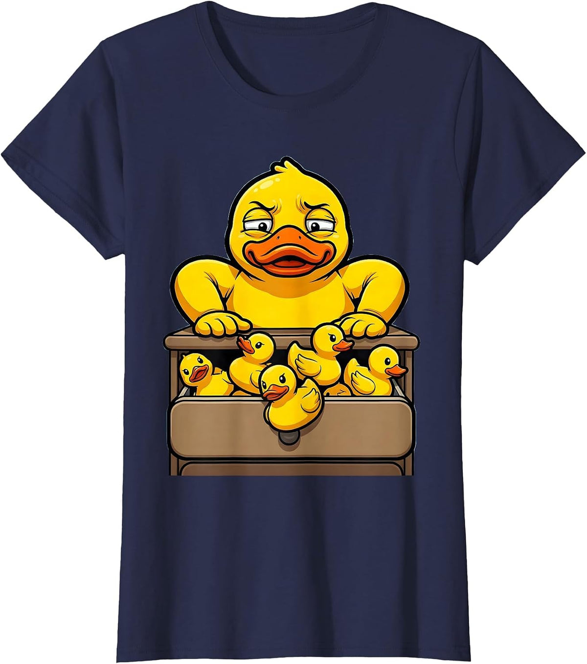Women's Guilty Bath Duck Cartoon Novelty Gift for Duck Lovers T-Shirt - Navy Blue