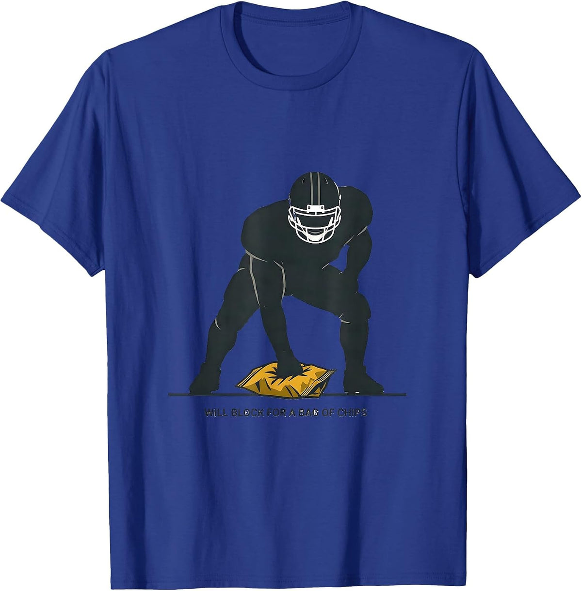 Will Block For A Bag Of Chips Funny Football Lineman Humor T-Shirt - Royal Blue