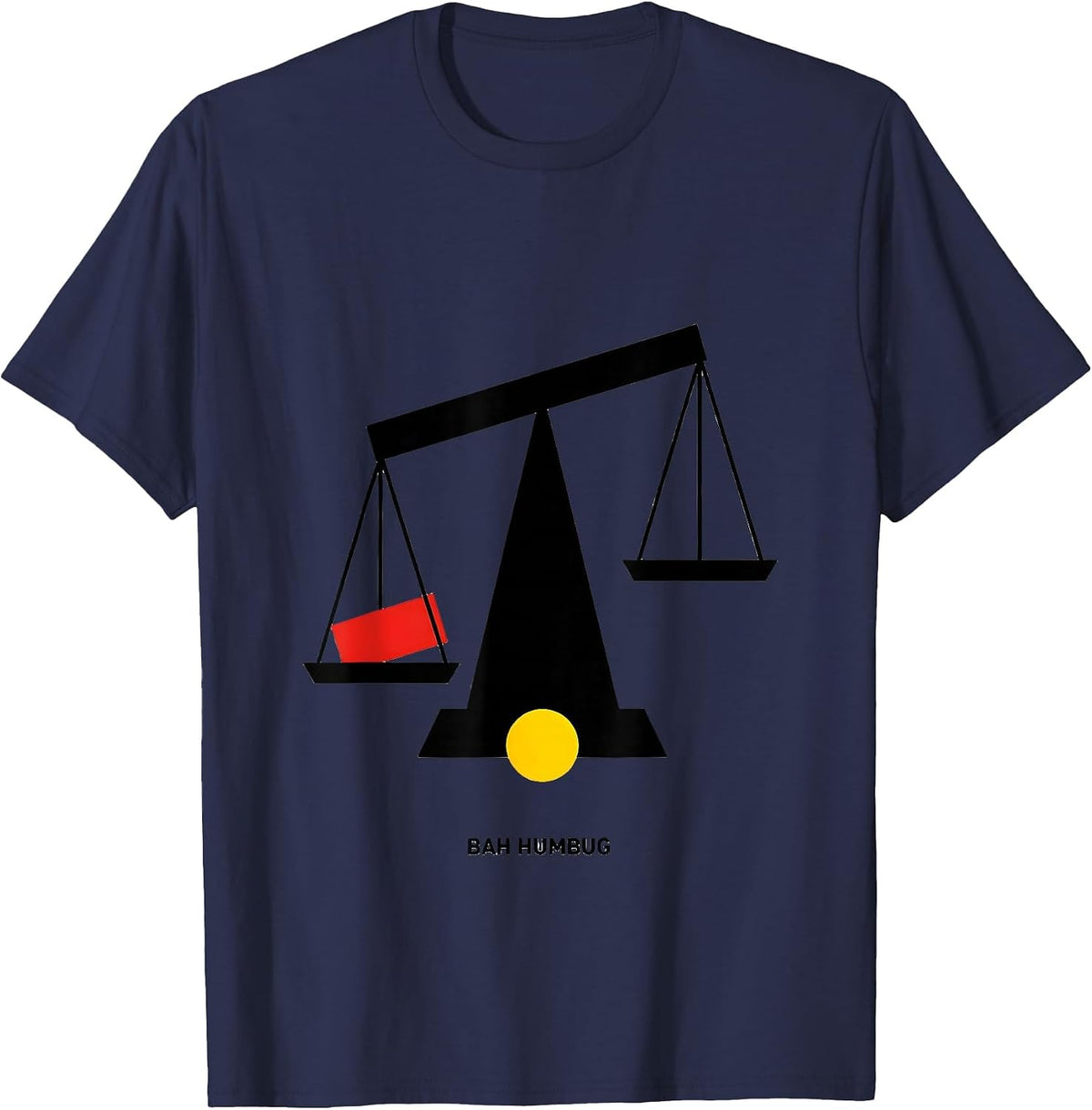 Bah Humbug Vintage Christmas Carol Scrooge Holiday Humor T-Shirt - Navy Blue