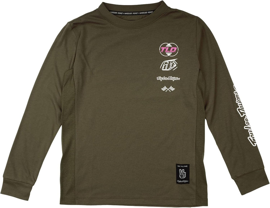 Troy Lee Designs Skyline Youth Long Sleeve Ride T-Shirt Jersey for Mountain Biking MTB BMX - Worldwide Caper