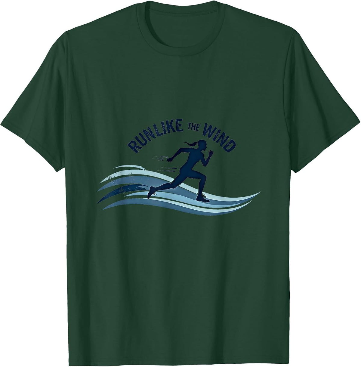 Run Like The Wind Cross Country Runner Motivational T-Shirt - Dark Green
