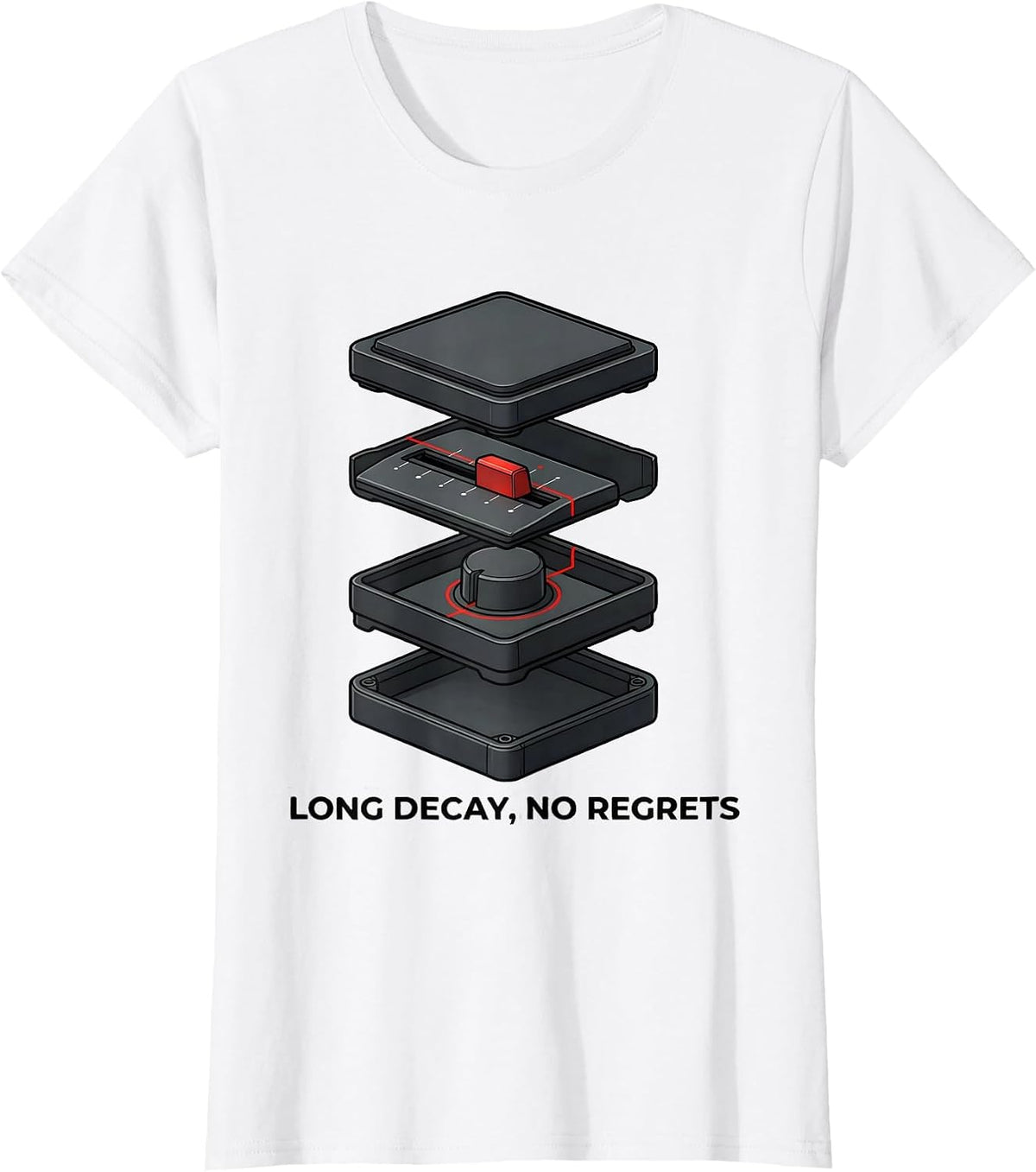 Women's Long Decay No Regrets Retro DJ Gift Electronic Music Lover T-Shirt - White