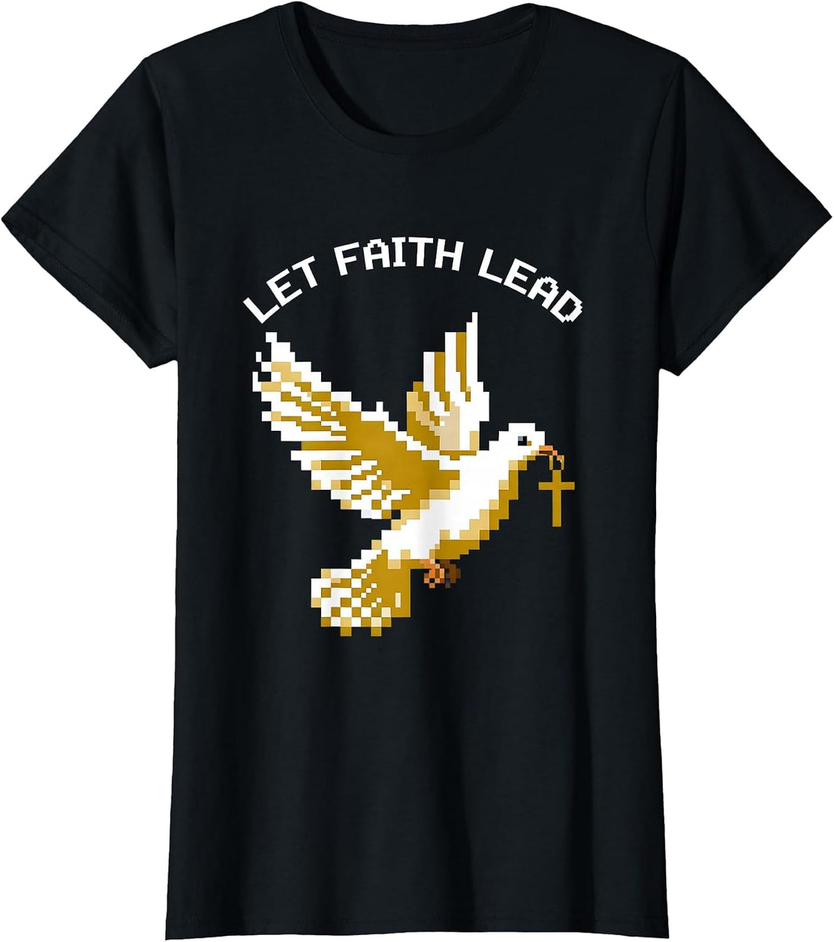 Women's Let Faith Lead Faith Over Fear Inspirational Design T-Shirt - Black