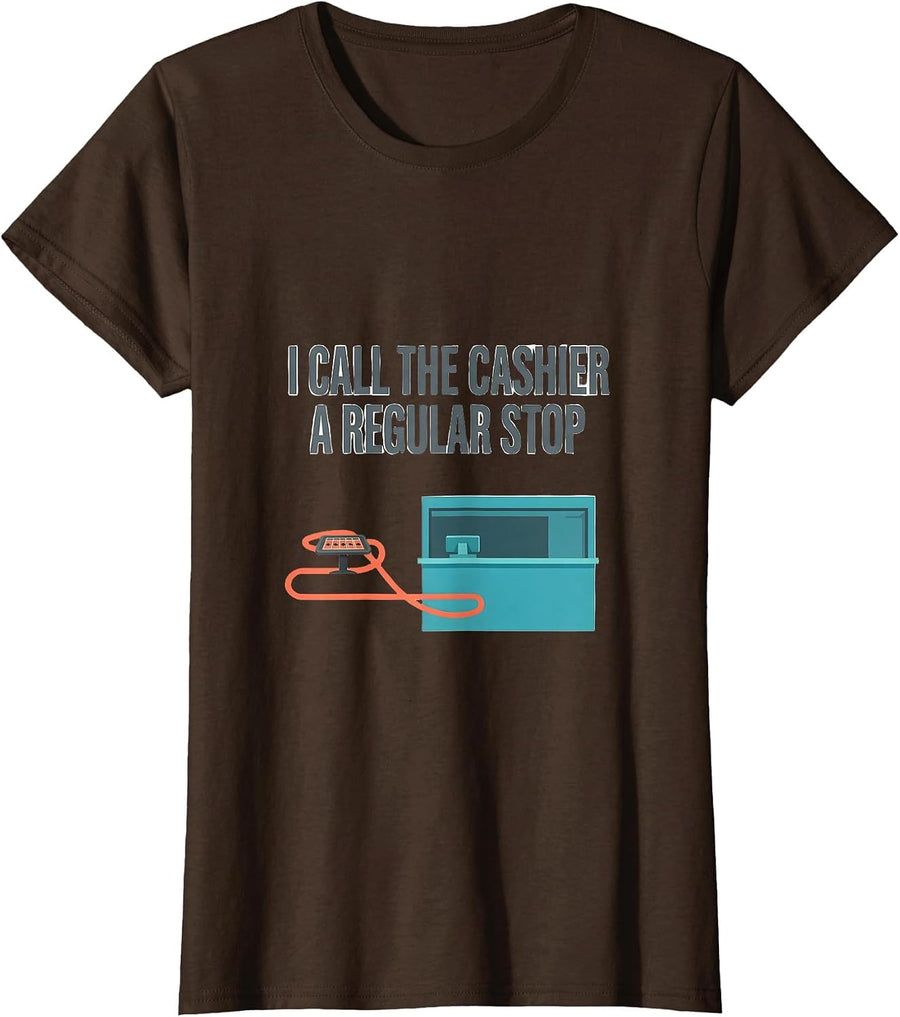 Women's I Call The Cashier A Regular Stop Funny Casino Gambling Gift T-Shirt - Brown