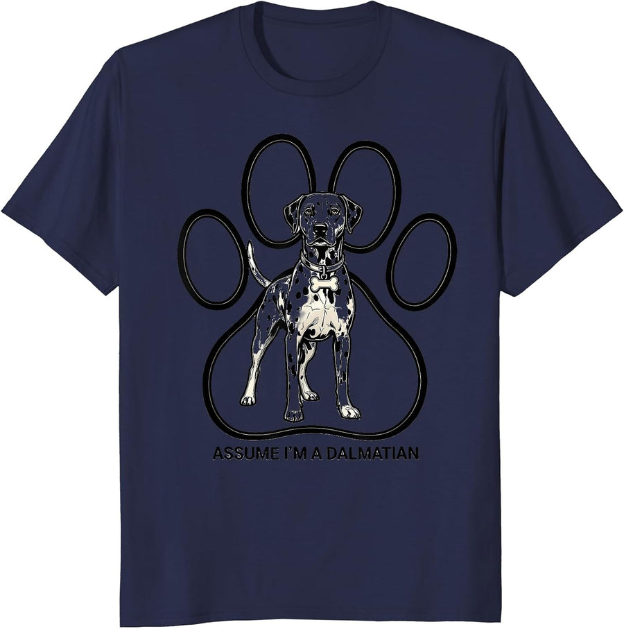 Assume I'm A Dalmatian Funny Lazy Halloween Costume T-Shirt - Navy Blue