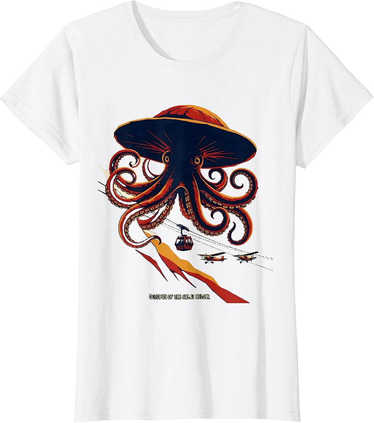 Octopus of the Great Below Vintage Japanese Ocean Animal T-Shirt - White