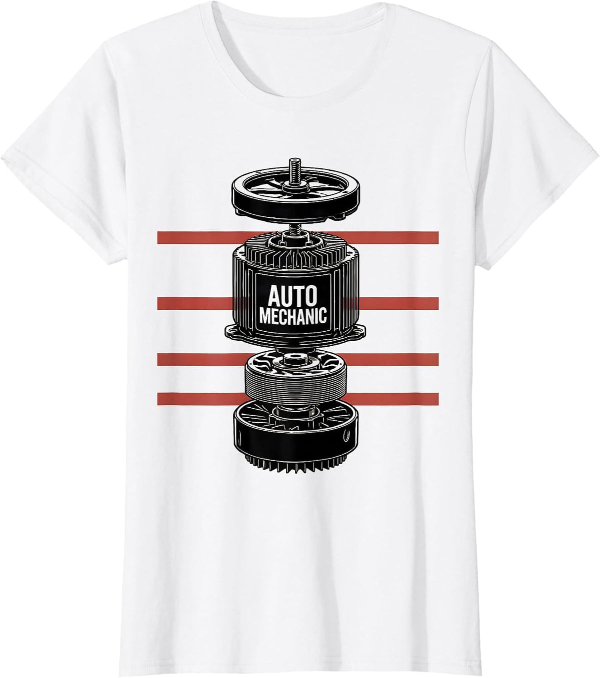Auto Mechanic Exploded Alternator American Flag Mechanic T-Shirt - White