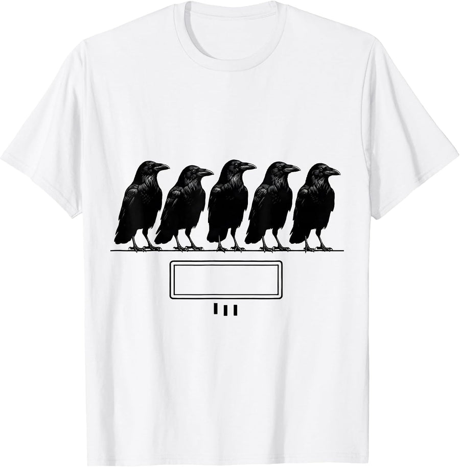 Men's Crow Lineup Dark Humor Gothic Raven Bird Lover T-Shirt - White