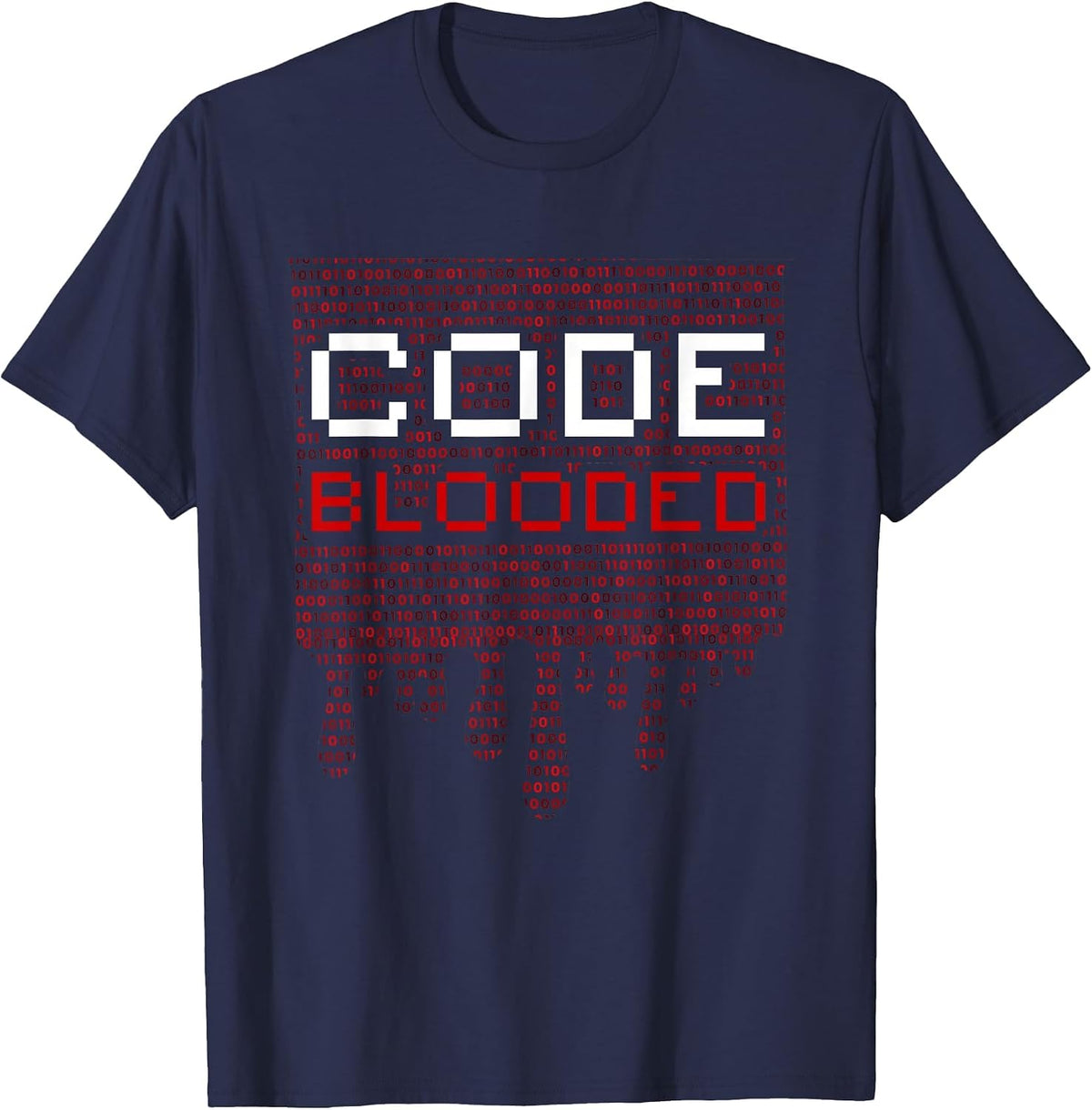 Code Blooded Programmer Computer Programming Coding T-Shirt - Navy Blue