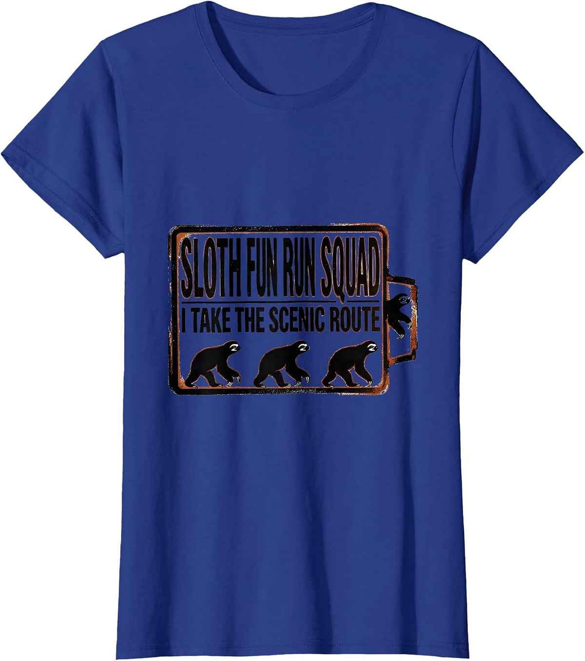 Women's Sloth Fun Run Squad I Take The Scenic Route Funny T-Shirt - Royal Blue