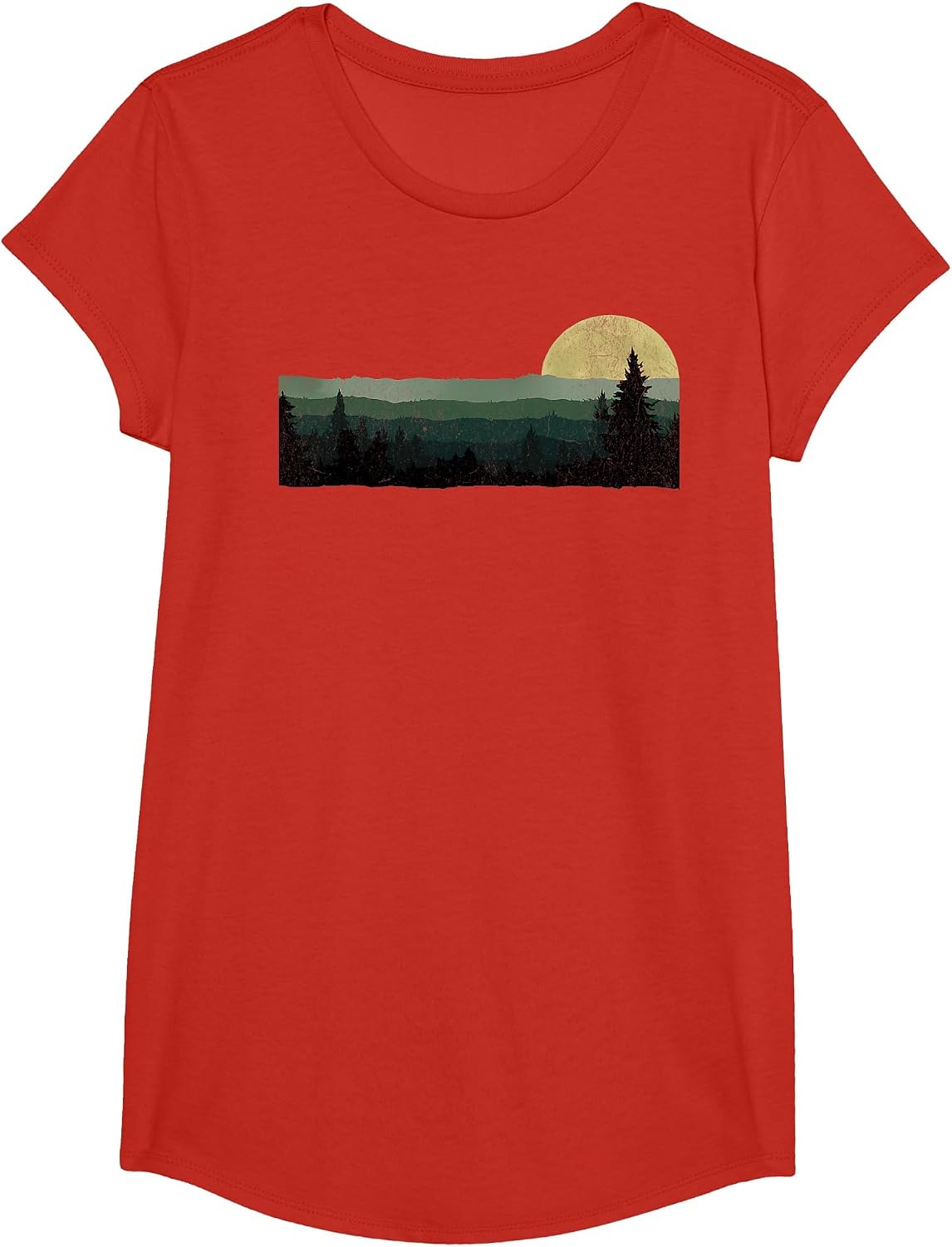 Trees Nature Mountains Adventure Outdoor Wildlife Forest T-Shirt - Girls Red