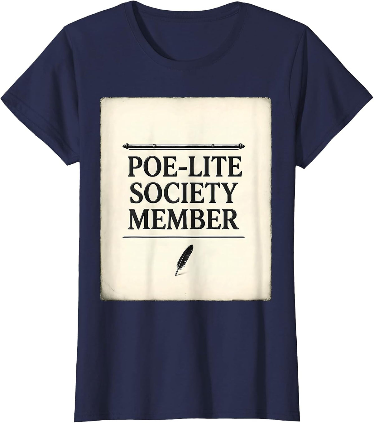 Women's Poe-lite Society Member Literary Fan Edgar Allan Poe Gothic T-Shirt - Navy Blue