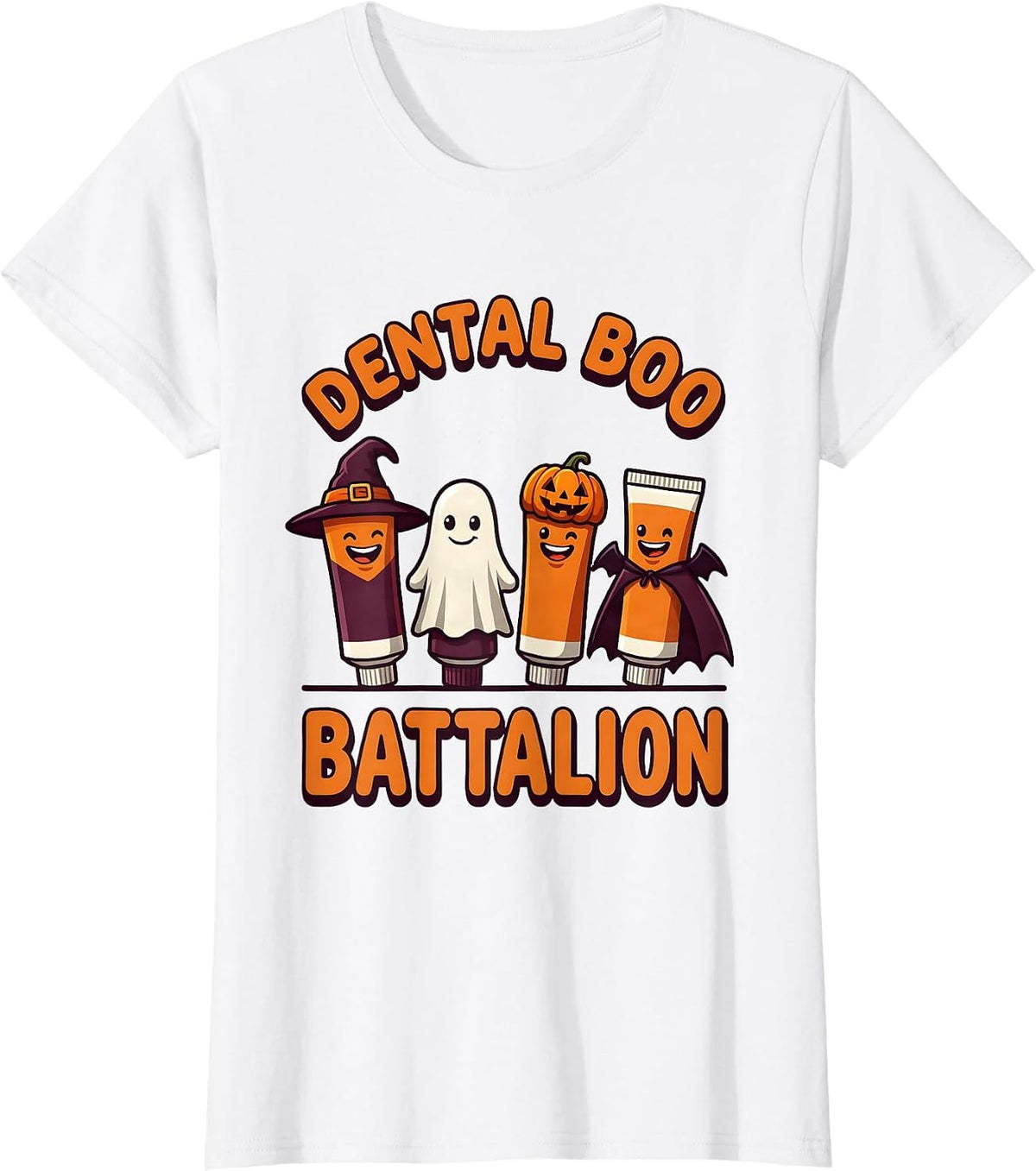 Women's Dental Boo Battalion Funny Dentist Halloween Costume Humor T-Shirt - White