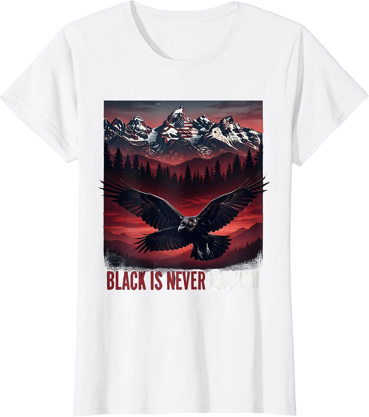 Black Is Never Enough Gothic Dark Aesthetic Design T-Shirt - White