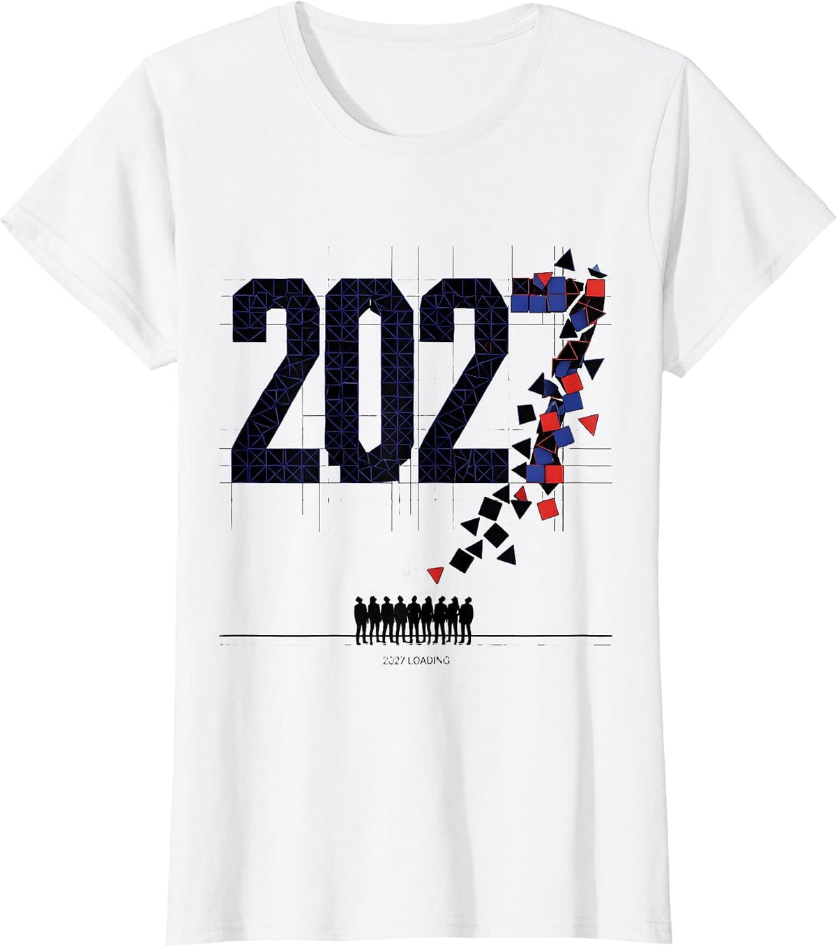 Women's 2027 Loading Geometric New Year Party Countdown Family T-Shirt - White