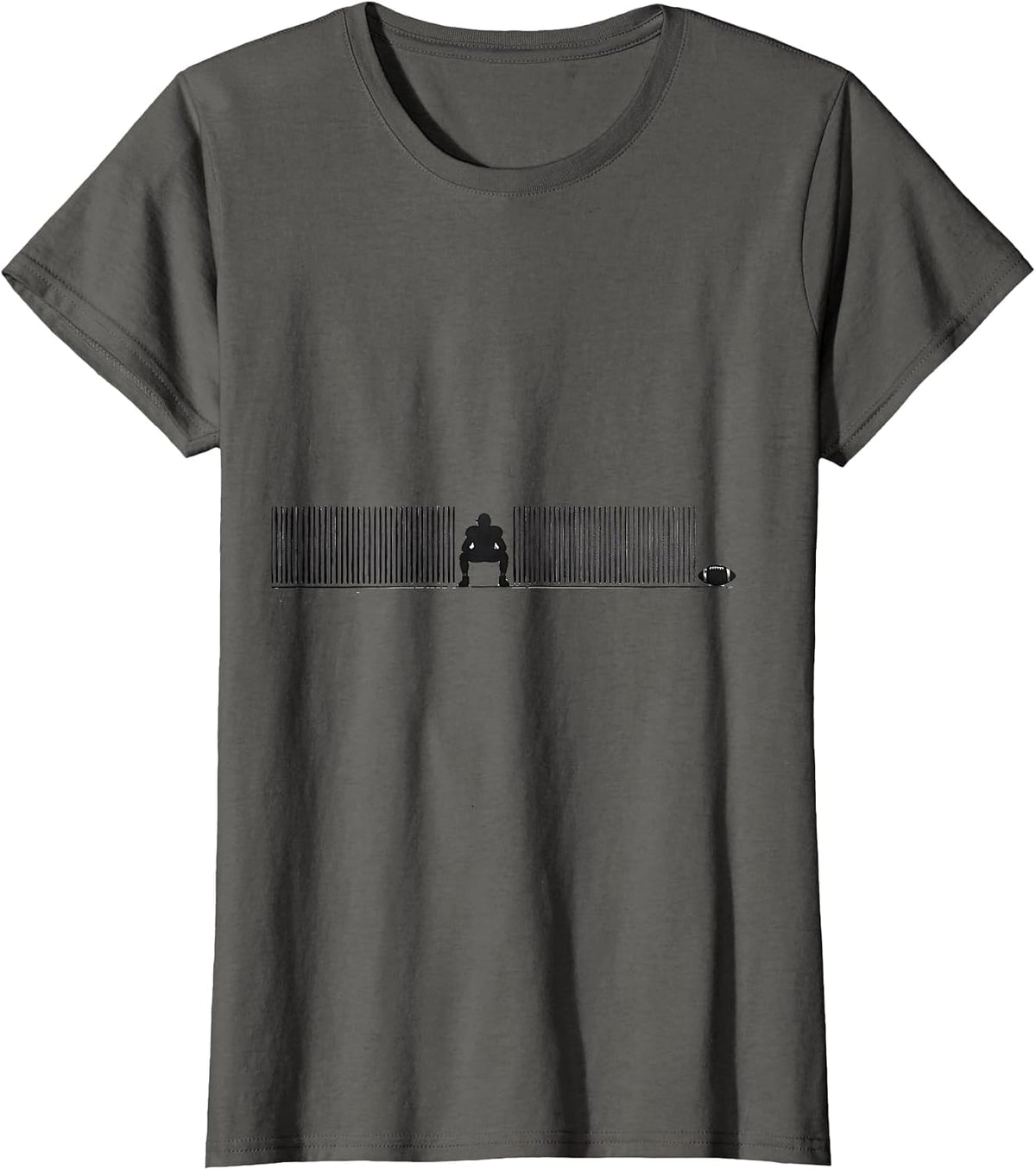Women's Football Lineman Minimalist Fan Humor T-Shirt - Asphalt Grey