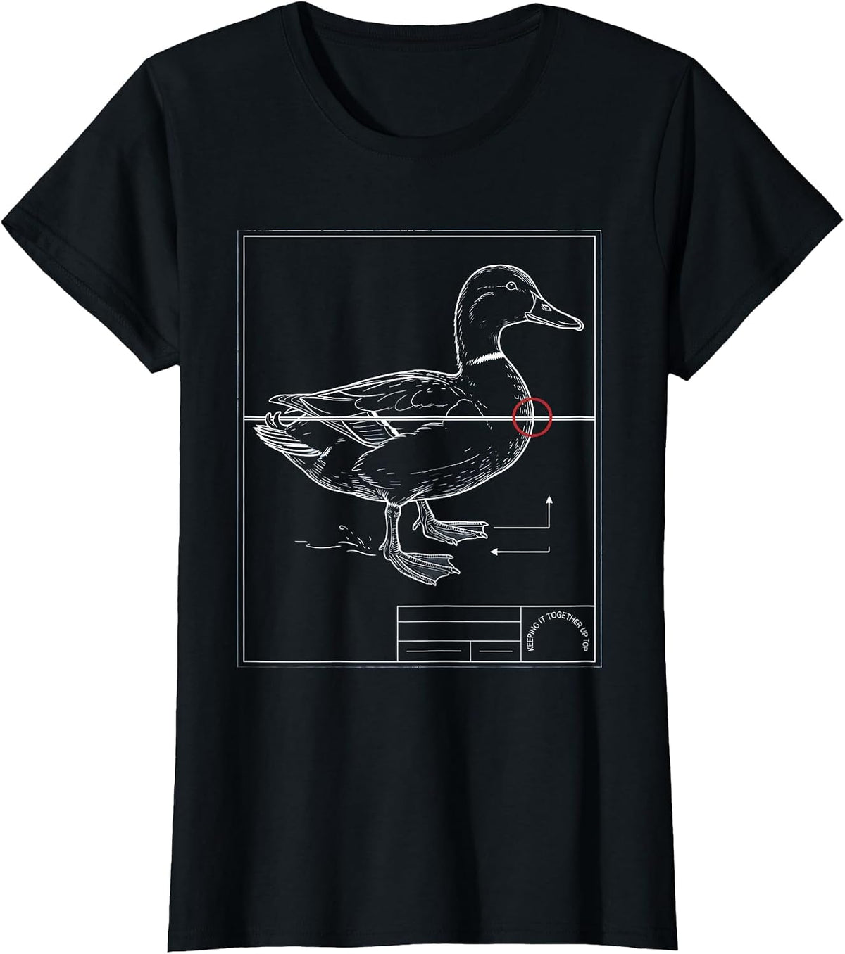 Women's Keeping It Together Up Top Funny Duck Pun Novelty Humor Gift T-Shirt - Black