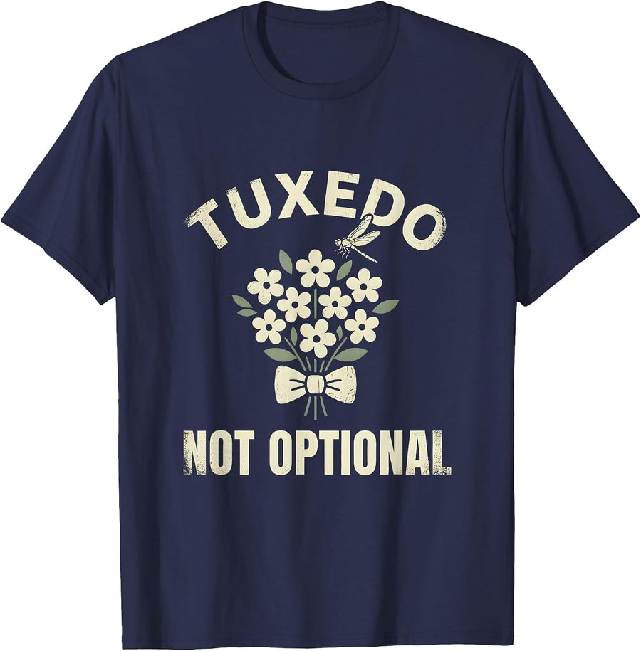 Tuxedo Not Optional Formal Dress Code Design T-Shirt - Navy Blue