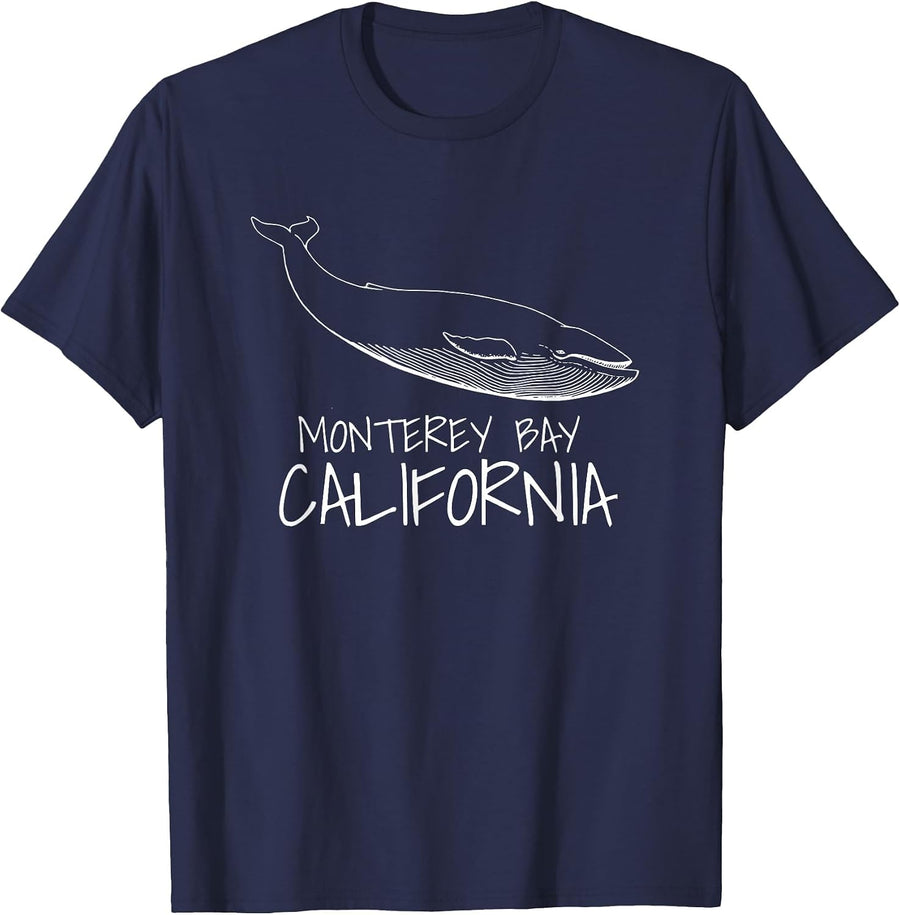 Monterey Bay California Whale Watching T-Shirt - Navy Blue