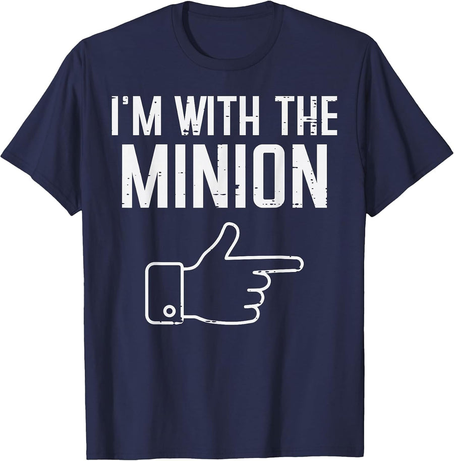 Halloween Im with Minion Funny Match Costume Women Men Kids T-Shirt - Navy Blue