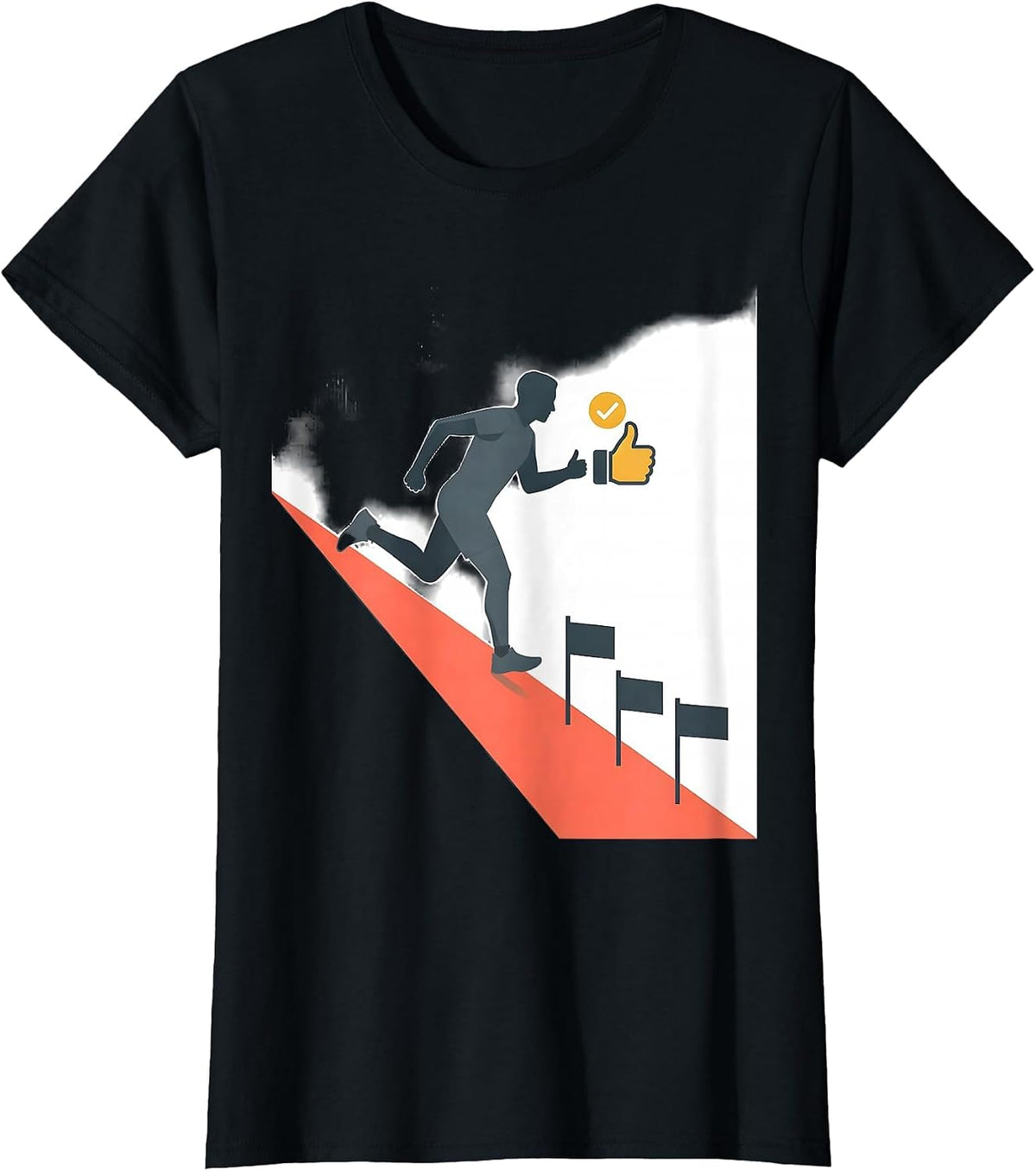 Women's Runner Thumbs Up Cross Country Track And Field Humor T-Shirt - Black