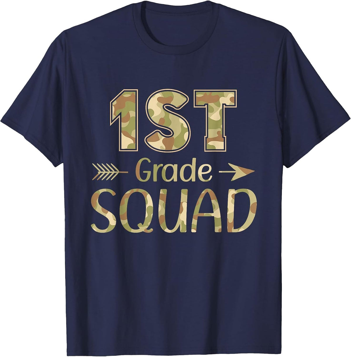 1st Grade Squad Teacher & Student Camo Back to School T-Shirt - Navy Blue