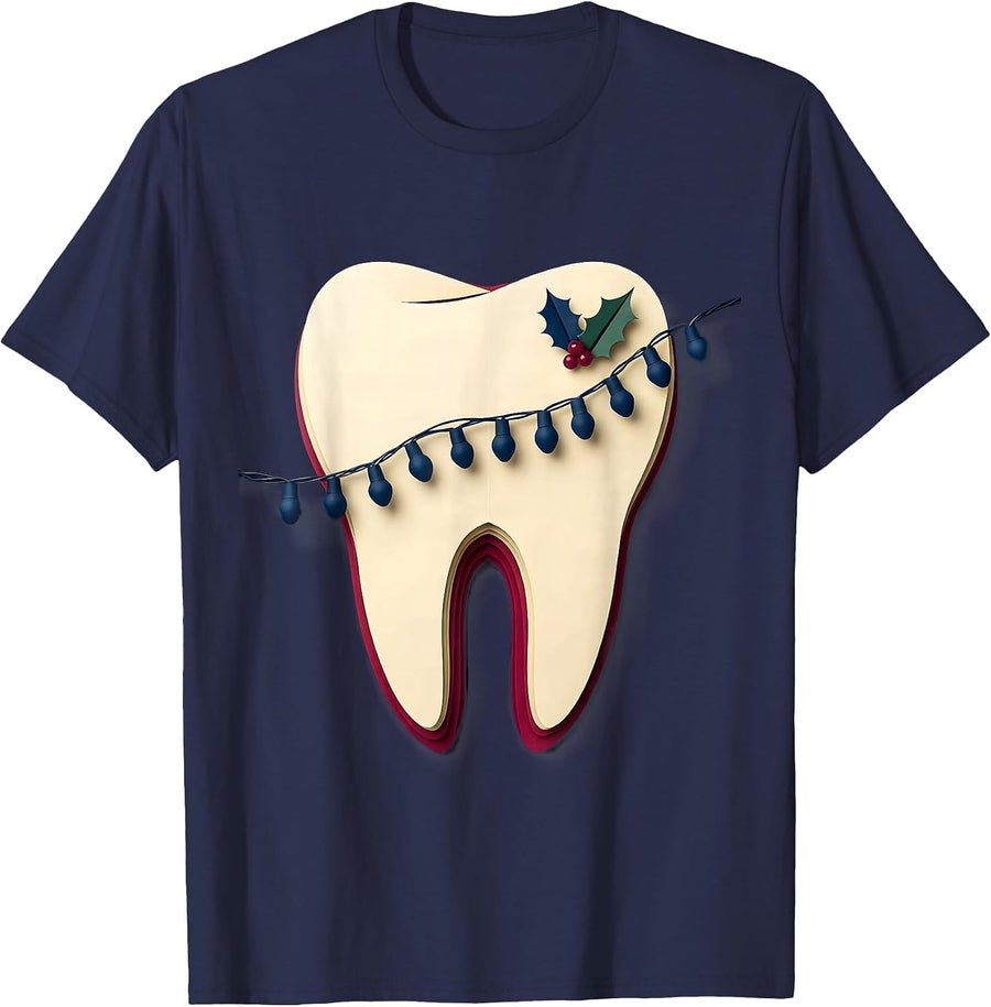 Broad Tooth Dental Christmas Dentist Team Humor T-Shirt - Navy Blue