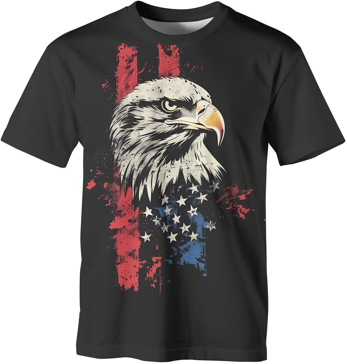 Mens Patriotic Bald Eagle T-Shirt Vintage USA Flag Graphic Tee Shirt - Eagle Shirt Black3