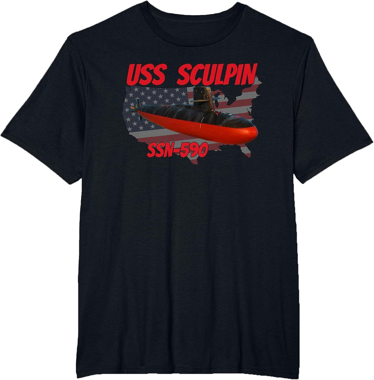 USS Sculpin SSN-590 Submarine Veterans Day Father Grandpa T-Shirt - Black