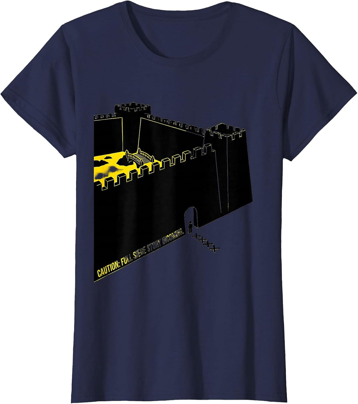Women's Caution: Full Siege Story Incoming Funny History Teacher T-Shirt - Navy Blue
