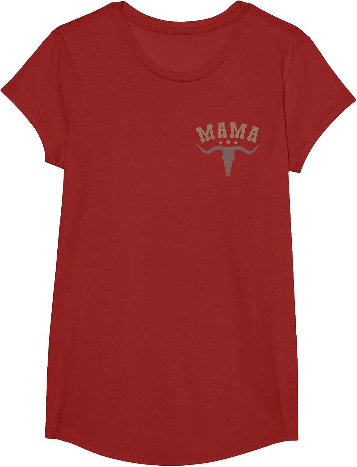 Mama Skull Highland Cow Boy Western Rodeo Family Matching T-Shirt, Girls, Cranberry Red, Large - As Pictured