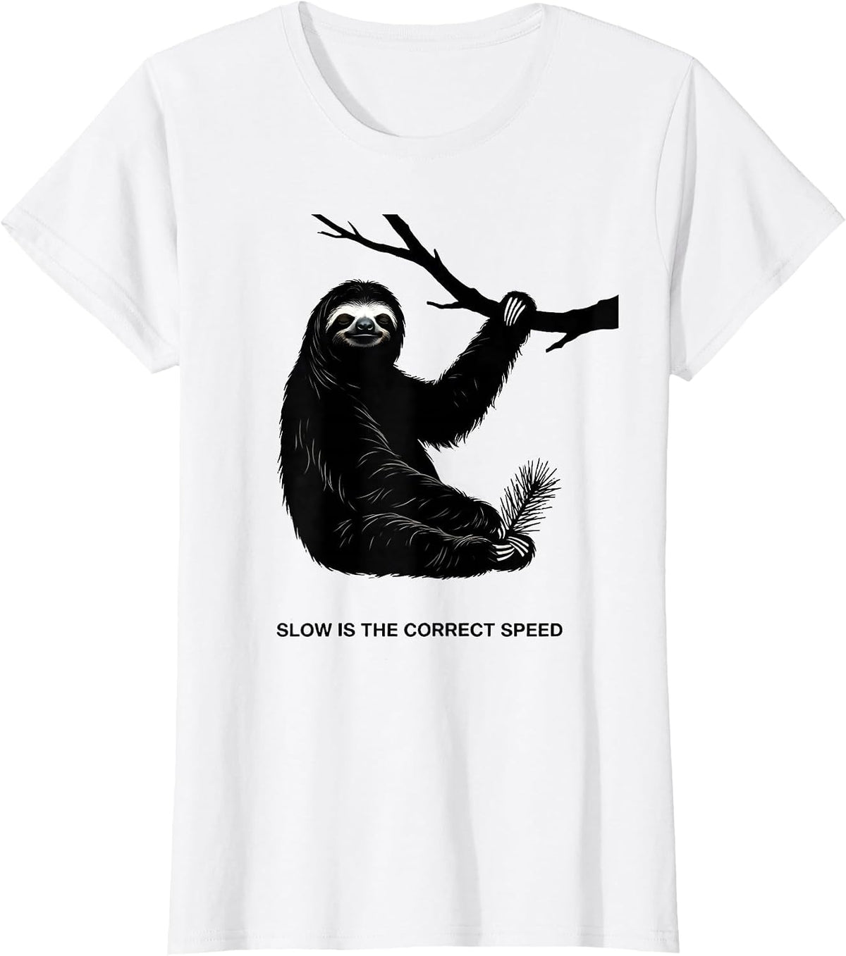 Women's Slow Is The Correct Speed Funny Sloth Lover Ugly Christmas T-Shirt - White