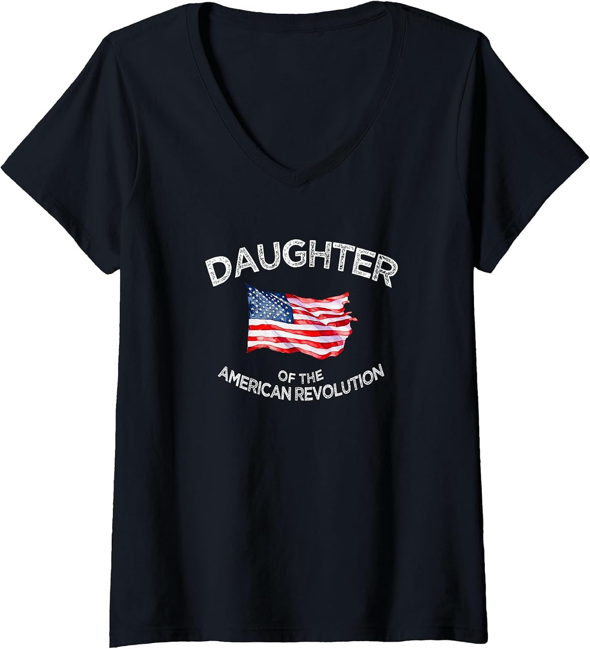 Women's Daughter of American Revolution DAR Star Historic USA V-Neck T-Shirt - Black
