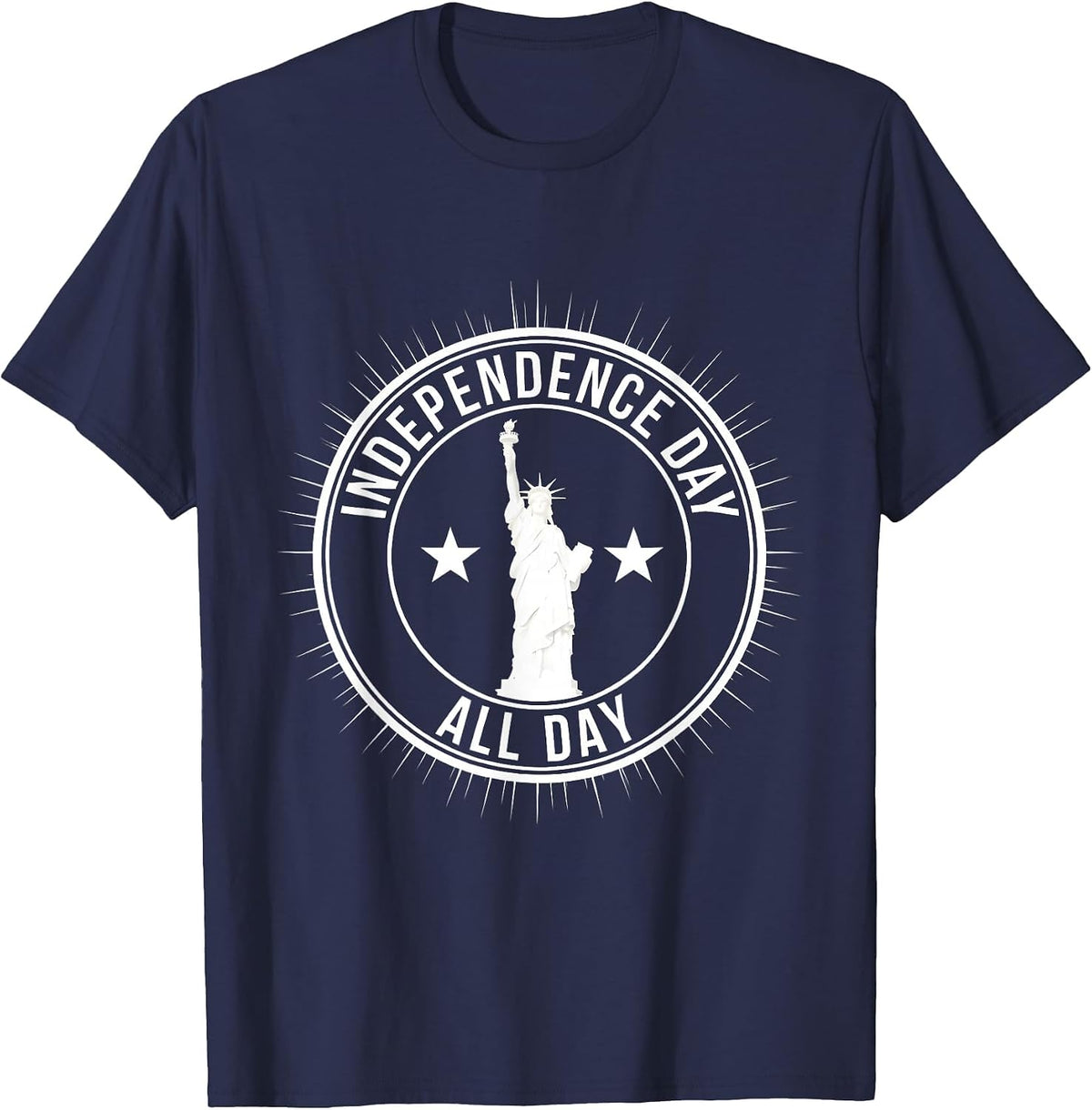 Independence Day All Day Fourth of July Design T-Shirt - Navy Blue